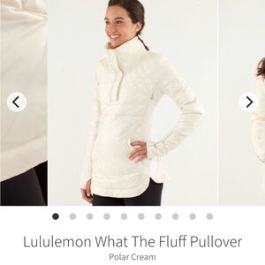 Lululemon What the Fluff Pullover Puffer Jacket Polar Cream Sz 12